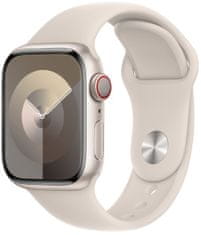 Apple Watch Series 9, mobil, 41mm, Starlight, Starlight sport szíj - M/L (MRHP3QC/A)