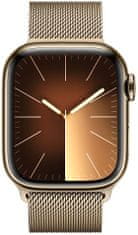 Apple Watch Series 9, mobil, 41 mm, arany rozsdamentes acél, arany milánói hurok (MRJ73QC/A)