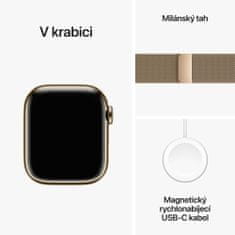 Apple Watch Series 9, mobil, 41 mm, arany rozsdamentes acél, arany milánói hurok (MRJ73QC/A)