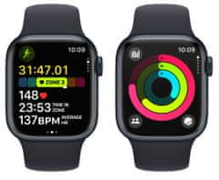 Apple Watch Series 9, mobil, 41mm, éjfél, éjféli sport szíj - M/L (MRHT3QC/A)