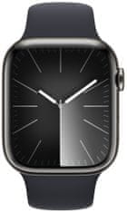 Apple Watch Series 9, mobil, 45mm, grafit rozsdamentes acél, éjféli szíj - M/L (MRMW3QC/A)