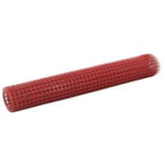 Vidaxl piros PVC-bevonatú acél csirkeháló drótkerítés 10 x 1 m 143661