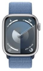 Apple Watch Series 9, Cellular, 41mm, ezüst, Winter Blue Sport Loop (MRHX3QC/A)