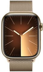 Apple Watch Series 9, mobil, 45 mm, arany, rozsdamentes acél, arany hurok (MRMU3QC/A)