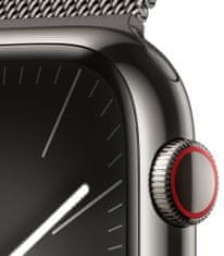 Apple Watch Series 9, mobil, 45mm, grafit rozsdamentes acél, grafit milánói hurok (MRMX3QC/A)