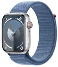 Apple Watch Series 9, Cellular, 45mm, ezüst, Winter Blue Sport Loop (MRMJ3QC/A)