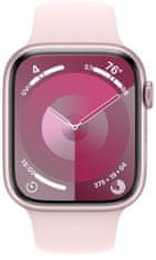 Apple Watch Series 9, Cellular, 45mm, rózsaszín, világos rózsaszín sport szíj - S/M (MRMK3QC/A)