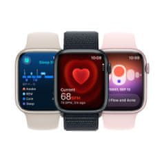 Apple Watch Series 9, Cellular, 45mm, rózsaszín, világos rózsaszín sport szíj - M/L (MRML3QC/A)
