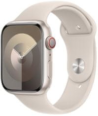 Apple Watch Series 9, mobil, 45mm, Starlight, Starlight sport szíj - M/L (MRM93QC/A)