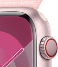 Apple Watch Series 9, mobil, 45mm, rózsaszín, világos rózsaszín sporthurok (MRMM3QC/A)