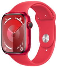 Apple Watch Series 9, Cellular, 45mm, (TERMÉK)VÖRÖS, (TERMÉK)VÖRÖS sport szíj - M/L (MRYG3QC/A)