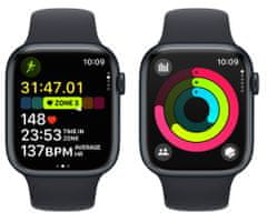 Apple Watch Series 9, Cellular, 45mm, éjfél, éjféli sport szíj - M/L (MRMD3QC/A)
