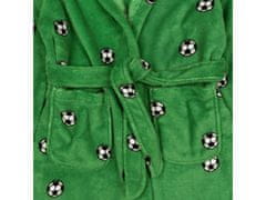 sarcia.eu Fiú zöld fürdőköpeny kapucnival, nyakkendővel és labdás mintákkal 4-6 év 110/116 cm