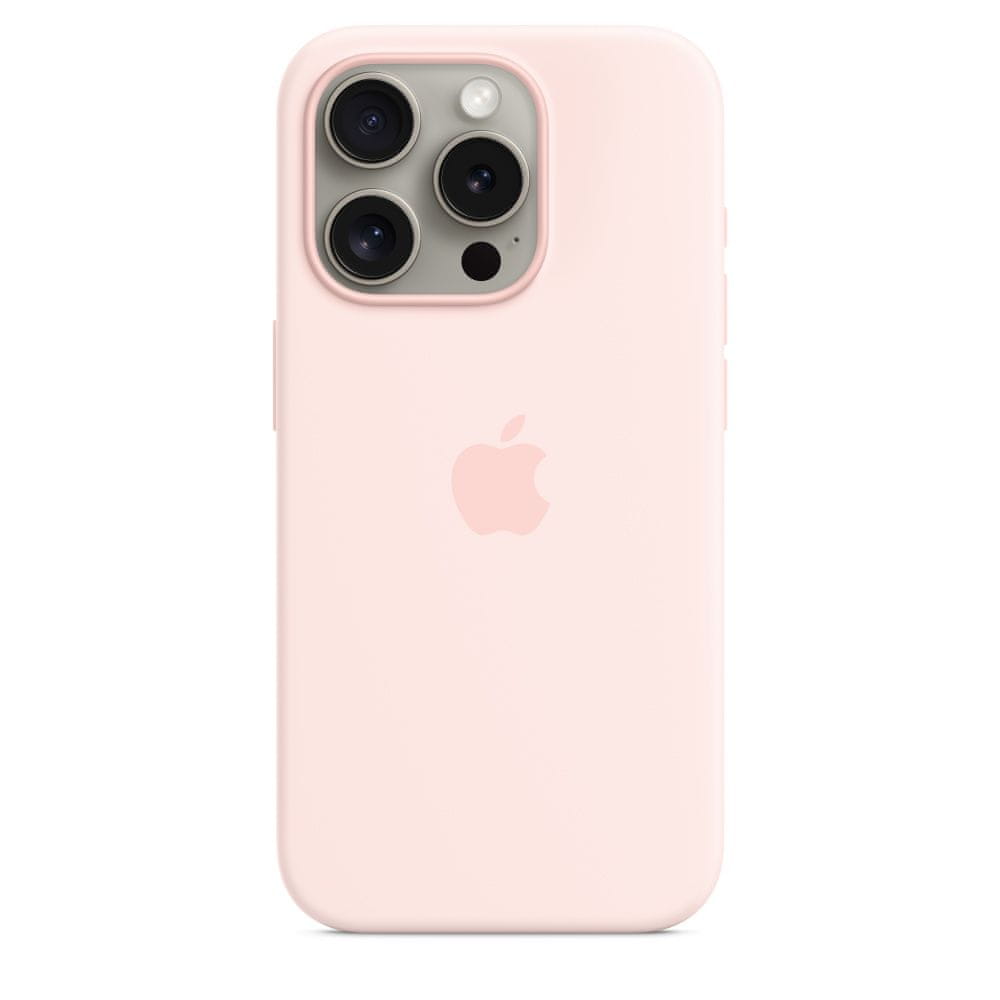 Apple iPhone 15 Pro szilikon tok MagSafe-talppal - világos rózsaszín