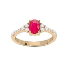 Troli Gyönyörű aranyozott gyűrű rubinnal és cirkónium kövekkel PO/SRC0203T (Kerület 54 mm)