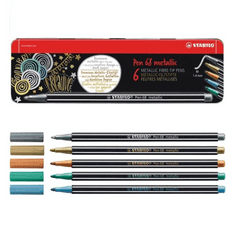 Stabilo "Pen 68 metallic" rostirón készlet 1,4 mm 6 különböző szín fém doboz (6806/8-32) (S6806/8-32)
