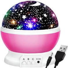 Izoksis 22192 éjszakai égbolt projektor, USB, rózsaszín