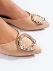 Amiatex Női balerina cipő 103269 + Nőin zokni Gatta Calzino Strech, bézs és barna árnyalat, 39