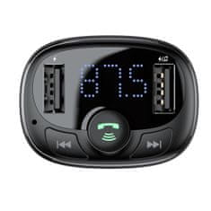 BASEUS S-09A Bluetooth Transmitter autós töltő 2x USB 3.4A, fekete