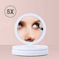 MeryStyle Smink és kozmetikai tükör LED lámpával - 5x nagyítású-kerek