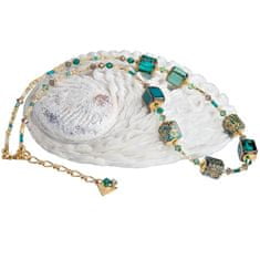 Lampglas Lenyűgöző Emerald Oasis nyaklánc 24 karátos aranyból Lampglas NCU68 gyöngyökkel