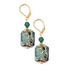 Lampglas Bájos Emerald Oasis fülbevaló 24 karátos aranyból Lampglas ECU68 gyöngyökkel