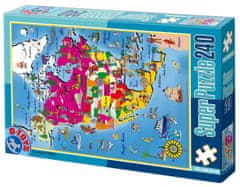 D-TOYS Puzzle Észak-Amerika térképe 240 darab