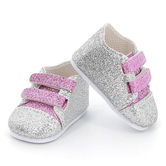 Petitcollin Sneakers ezüst és rózsaszín (34 cm-es babához)