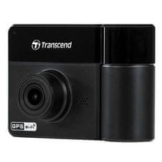 Transcend DrivePro 550B kettős autós kamera, Full HD 1080/1080, 150°/130° látószög, 64 GB microSDXC, GPS/G-érzékelő/Wi-Fi, fekete színű