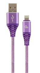 Gembird Lightning 8 tűs (M) USB 2.0 (M) töltőkábel, prémium, fonott, 2 m, lila