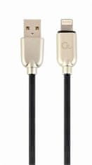 Gembird Lightning 8 tűs (M) - USB 2.0 (M) töltőkábel, prémium, gumifonatú, 2 m, fekete