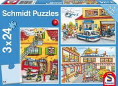 Schmidt Puzzle Rendőrség, tűzoltók, mentés 3x24 darab