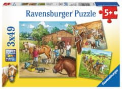 Ravensburger Nap a lovaknál Puzzle 3x49 darab