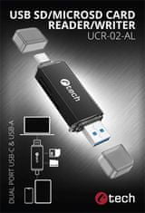 C-Tech kártyaolvasó UCR-02-AL, USB 3.0 TYPE A/ TYPE C, SD/mikro SD