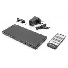 Digitus 4x2 HDMI mátrix kapcsoló, 4K/60Hz skálázó, EDID, ARC, HDCP 2.2, 18 Gbps