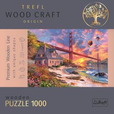 Trefl Wood Craft Origin puzzle Naplemente a Golden Gate felett 1000 darab