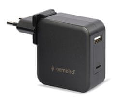 Gembird Univerzális adapter NPA-PD60-01 notebookhoz, Type-C PD, USB, 60W