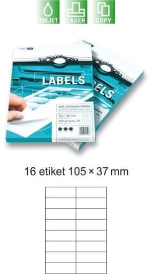 Smartline Europapier öntapadós címkék 100 lap ( 16 címke 105 x 37 mm)