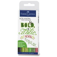 Faber-Castell Pitt Artist Pen kézi betűíró toll 6 darab, zöld szett