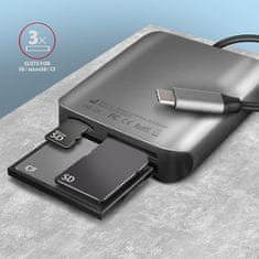 CRE-S3C, USB-C 3.2 Gen 1 - SUPERSPEED 3 slot & lun SD/microSD/CF kártyaolvasó, UHS-II támogatással