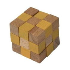 Fa puzzle kocka sárga