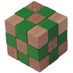 Fa puzzle kocka zöld