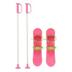 Baby Mix Gyerek síléc kötéssel és síbotokkal BIG FOOT 42 cm rózsaszínű