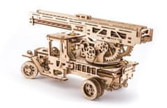 UGEARS 3D fából készült mechanikus puzzle UGM-11 teherautó tűzoltólétrával
