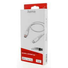 Hama MFi USB-C Lightning töltő- és adatkábel Apple-hez, 1,5 m, fehér