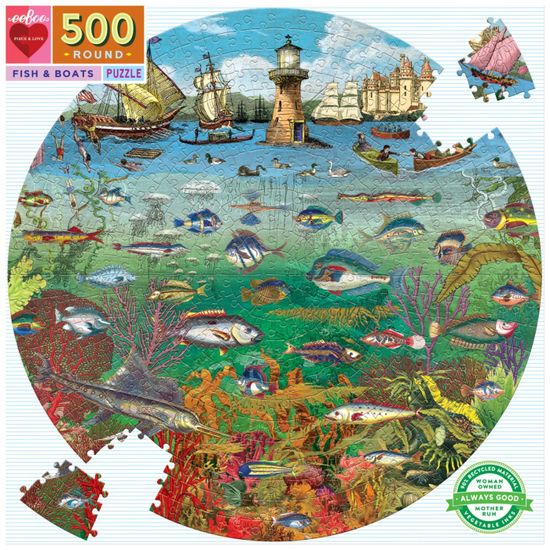 eeBoo Kerek puzzle Halak és hajók 500 db