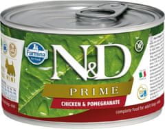 N&D PRIME kutyakonzervatívok. Csirke és gránátalma Mini 140 g