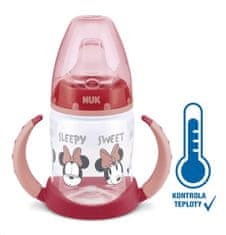 Nuk Disney Mickey tanulási cumisüveg hőmérséklet-szabályozóval 150 ml piros
