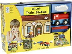 Az én kis könyvem a vonatokról (könyv, fa játék és 16 darabos puzzle)