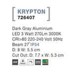 Nova Luce KRYPTON R STEP GREY 2 lépcsős lámpatest, IP 54, 3 W